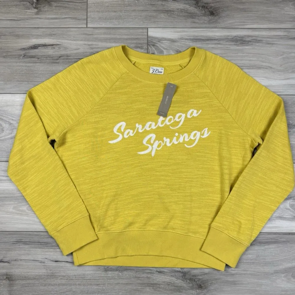J. Crew Saratoga Springs Yellow Vintage Fleece‎ Pullover Sweatshirt NWT Sz XS - Image 2