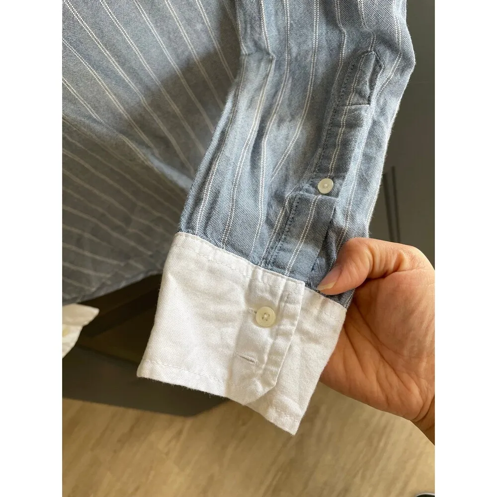 Abercrombie & Fitch women’s striped quarter button up shirt y2k 100% cotton size S - Image 4