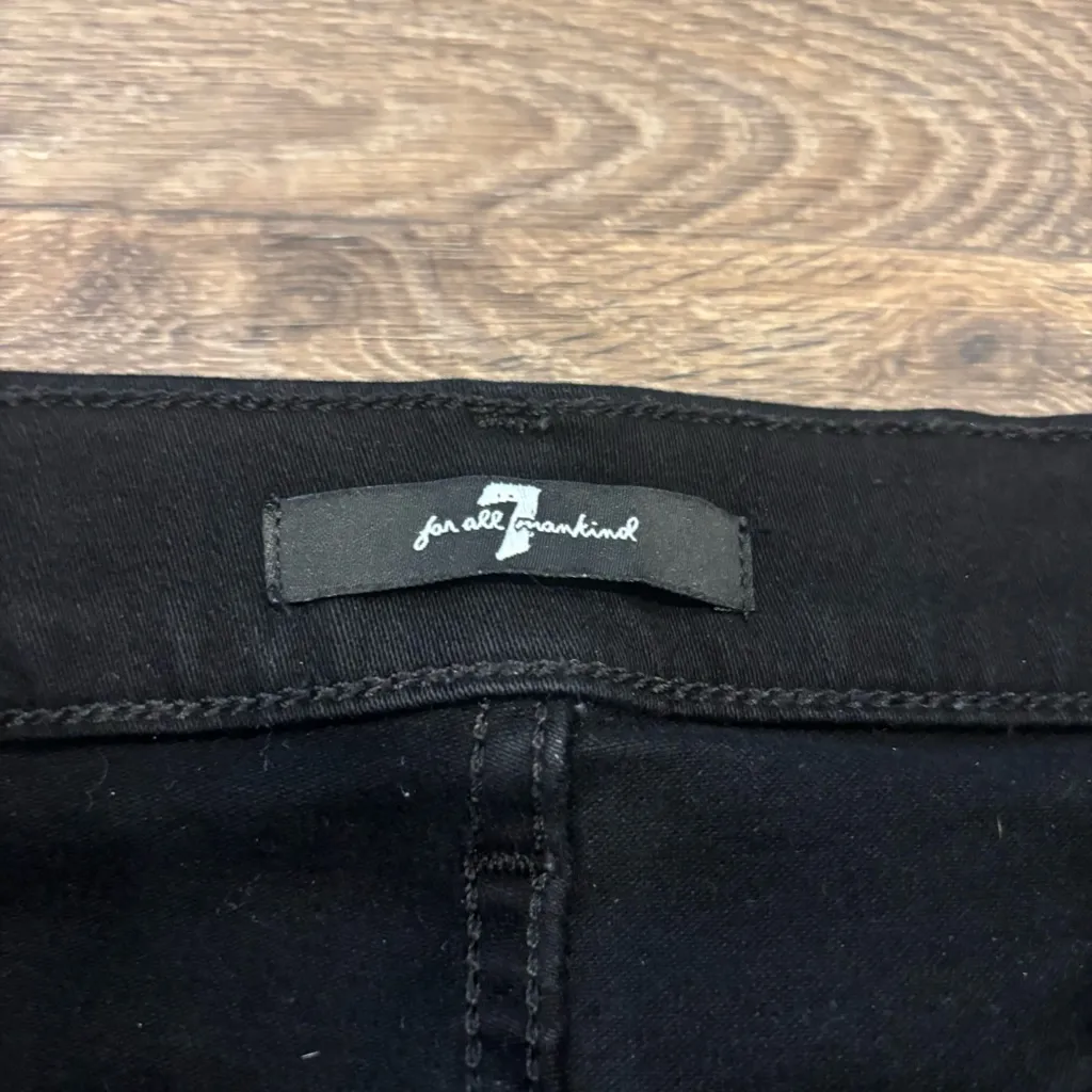 7 For All Mankind High Waist Slim Kick Jeans – Black w/ White Stripe - size 28 - Image 3
