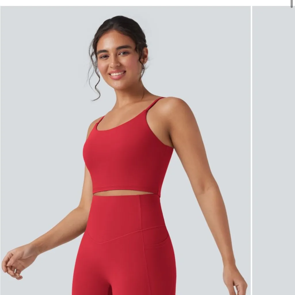 Halara UltraSculpt Cropped Yoga Tank Top red “auroa orange” XS NWT - Image 3