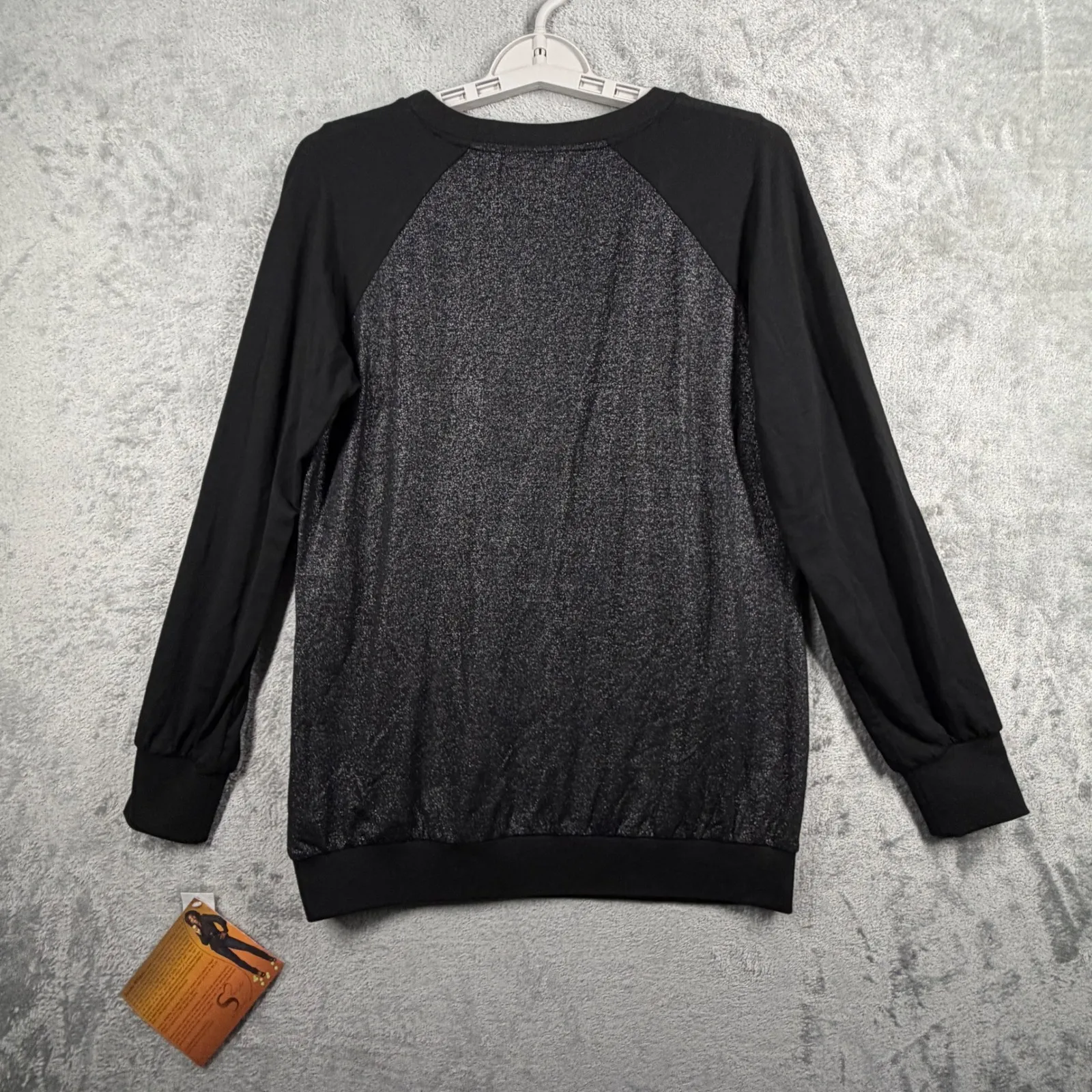 Serena Williams Signature Statement Top Women Medium M Black Shimmer Long Sleeve - Image 3