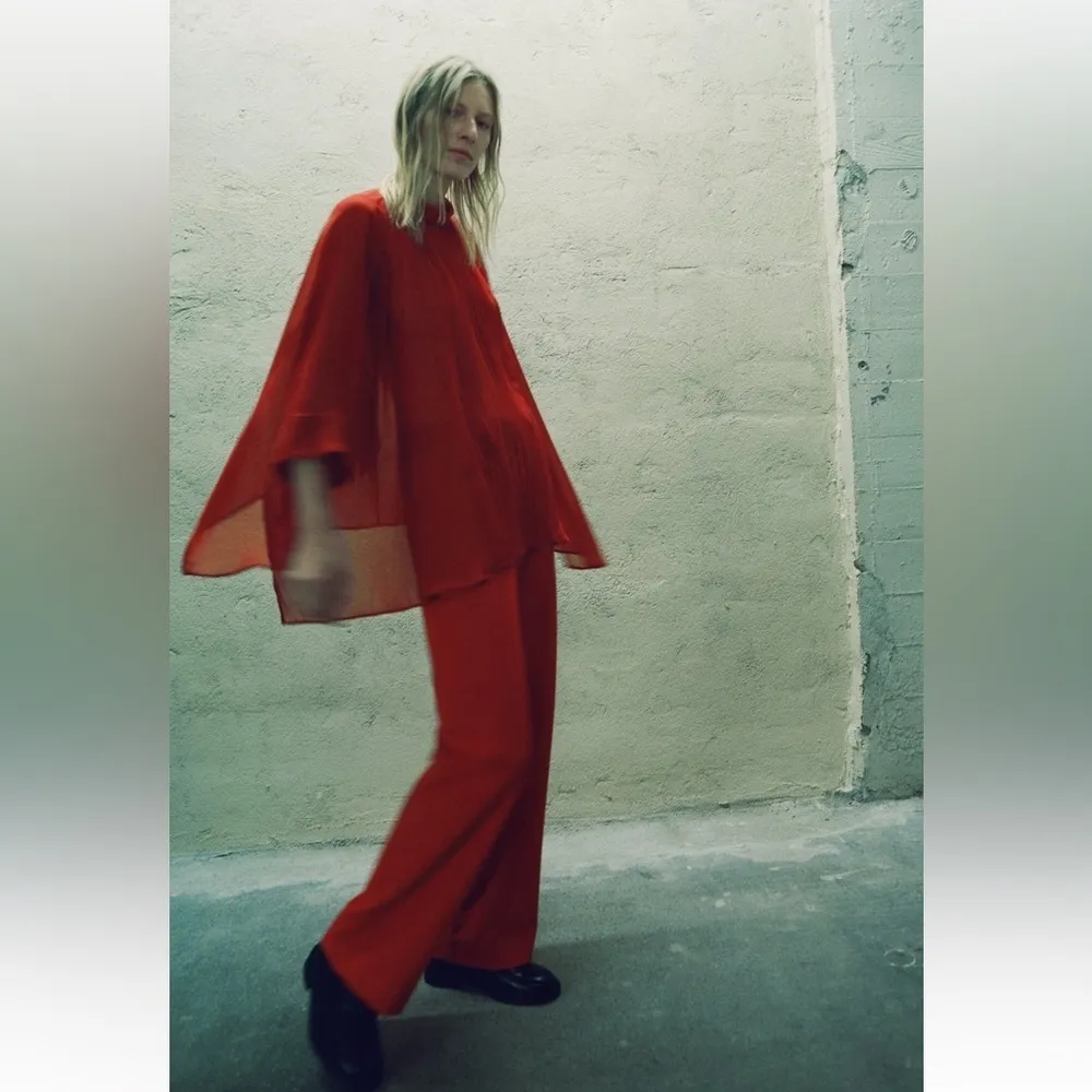 Zara New Bloggers Fav Red Low Rise Formal Pants Limited Studio Edition Size S - Image 4