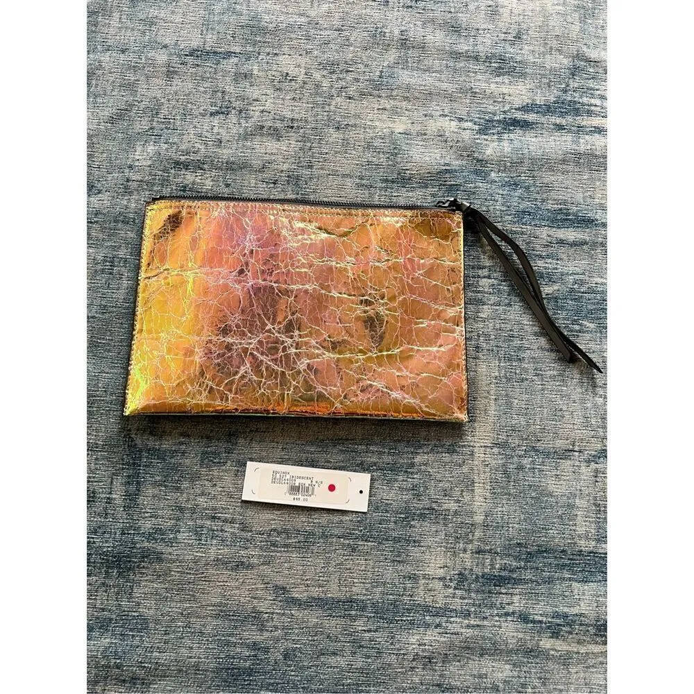 Equinox Crinkle Iridescent Clutch Bag Pink - Image 2