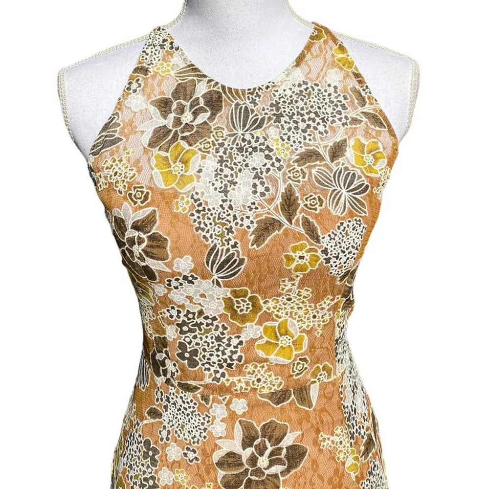 Bronx And Banco Sicilia Ruffle Dress Floral Women's Extra Small Leg Slit - Image 7