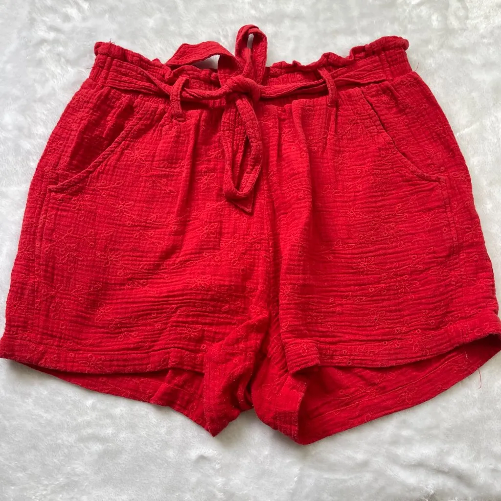 Knox Rose Eyelet Shorts Women's Size Large Pockets Lightweight Red Cotton‎ FAIR - Image 6