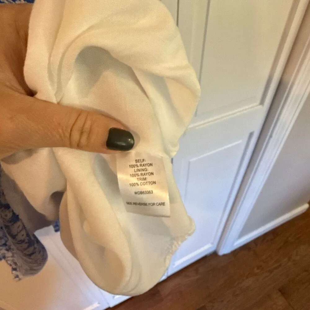 Lost & Wander pick me blue floral shirt ruffle smocked midi dress small - Image 7