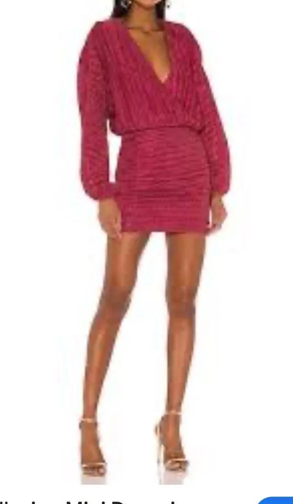 NBD Revolve Illusion Mini Dress in Fuchsia Long Sleeve Dress Size XS - Image 2