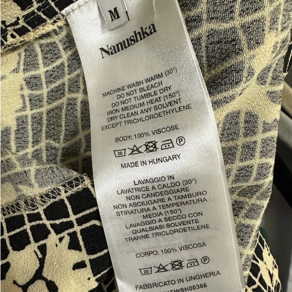 Nanushka Blouse Button Down Brown Graphic Pattern Size M - Image 9