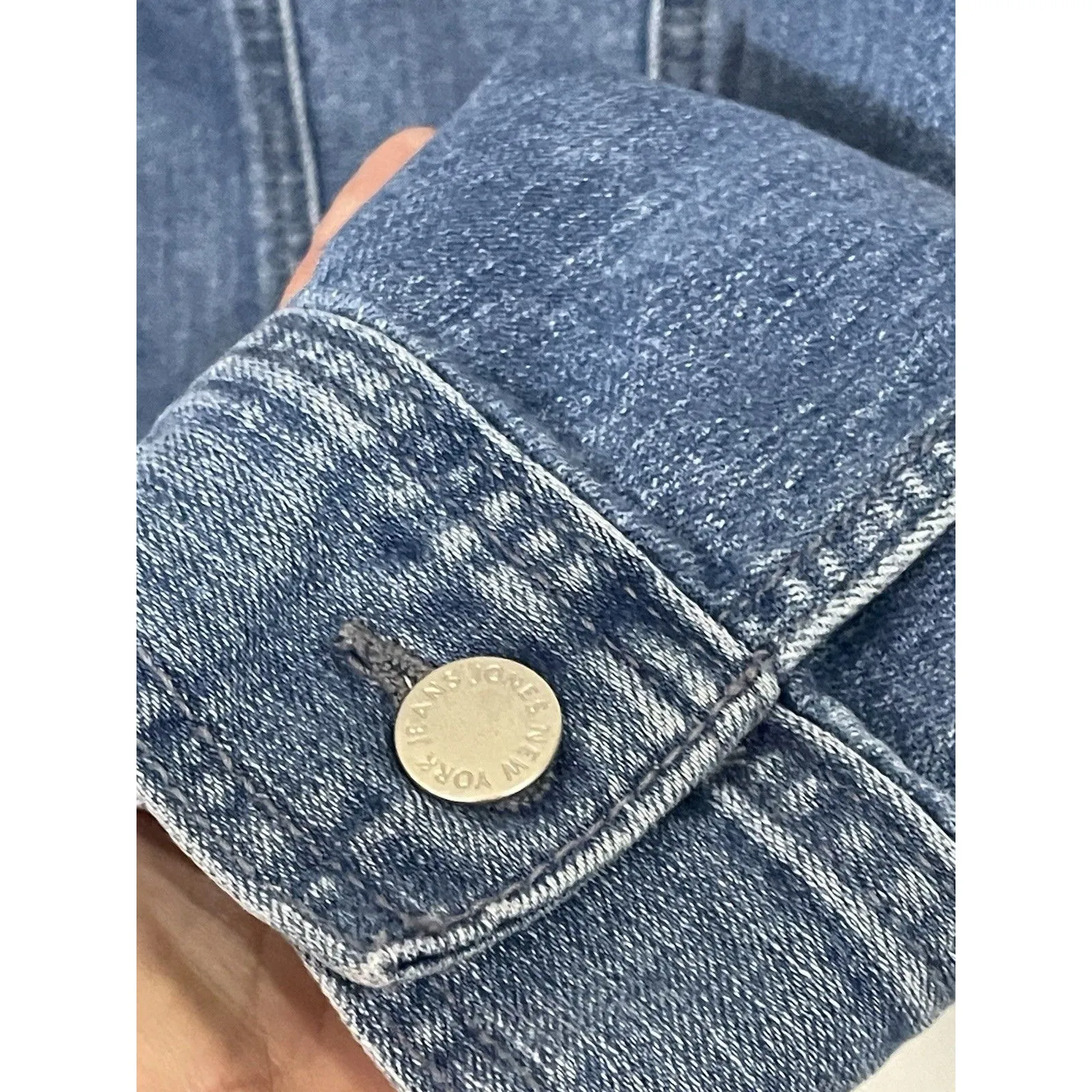 Jones New York Jeans Jacket Womens XL Trucker Denim Blue - Image 4