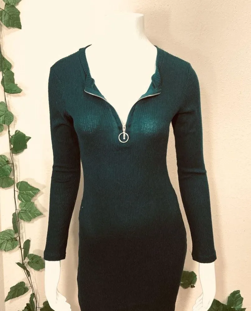 Heart Hips Green Sweater Henley Dress - Image 4