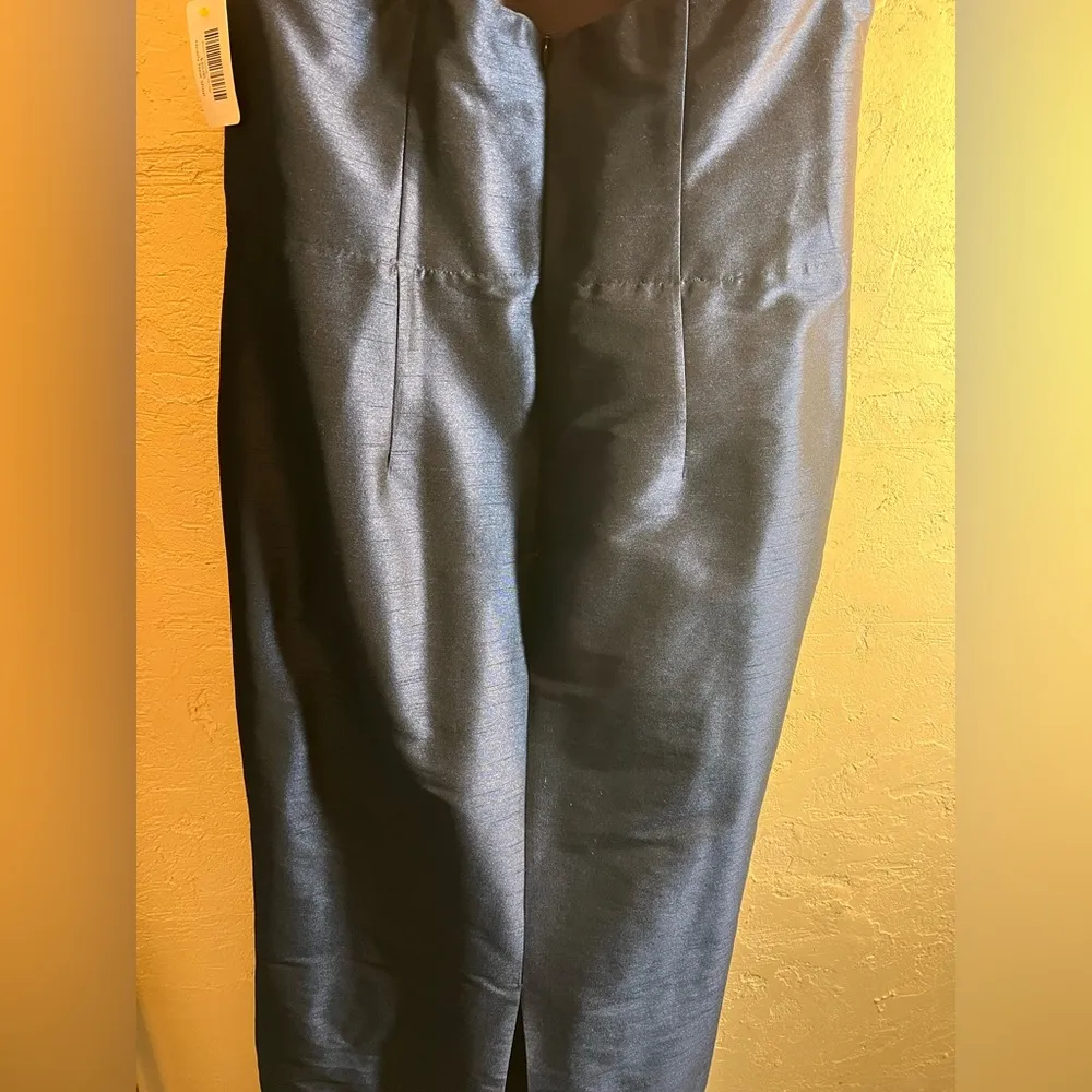 Lulu Kate Blue Raw Silk Strapless dress prom black tie cocktail Size 16 - Image 9