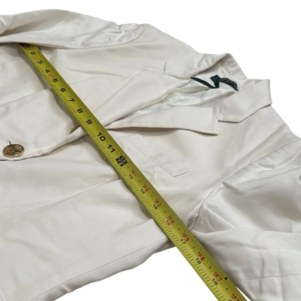 Lauren Ralph Lauren White Silk Blend Blazer Office Siren Careerwear Chic Size 8P - Image 11