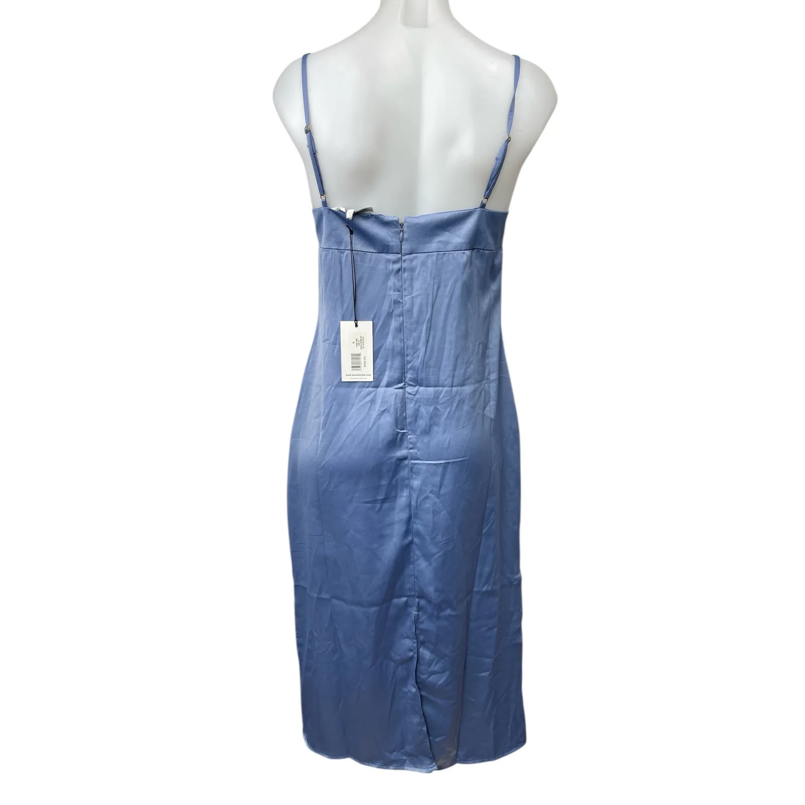 NEW WeWoreWhat Blue Satin Sleeveless Cowl Neck Cami Camisole Tank Slip Dress XL - Image 2