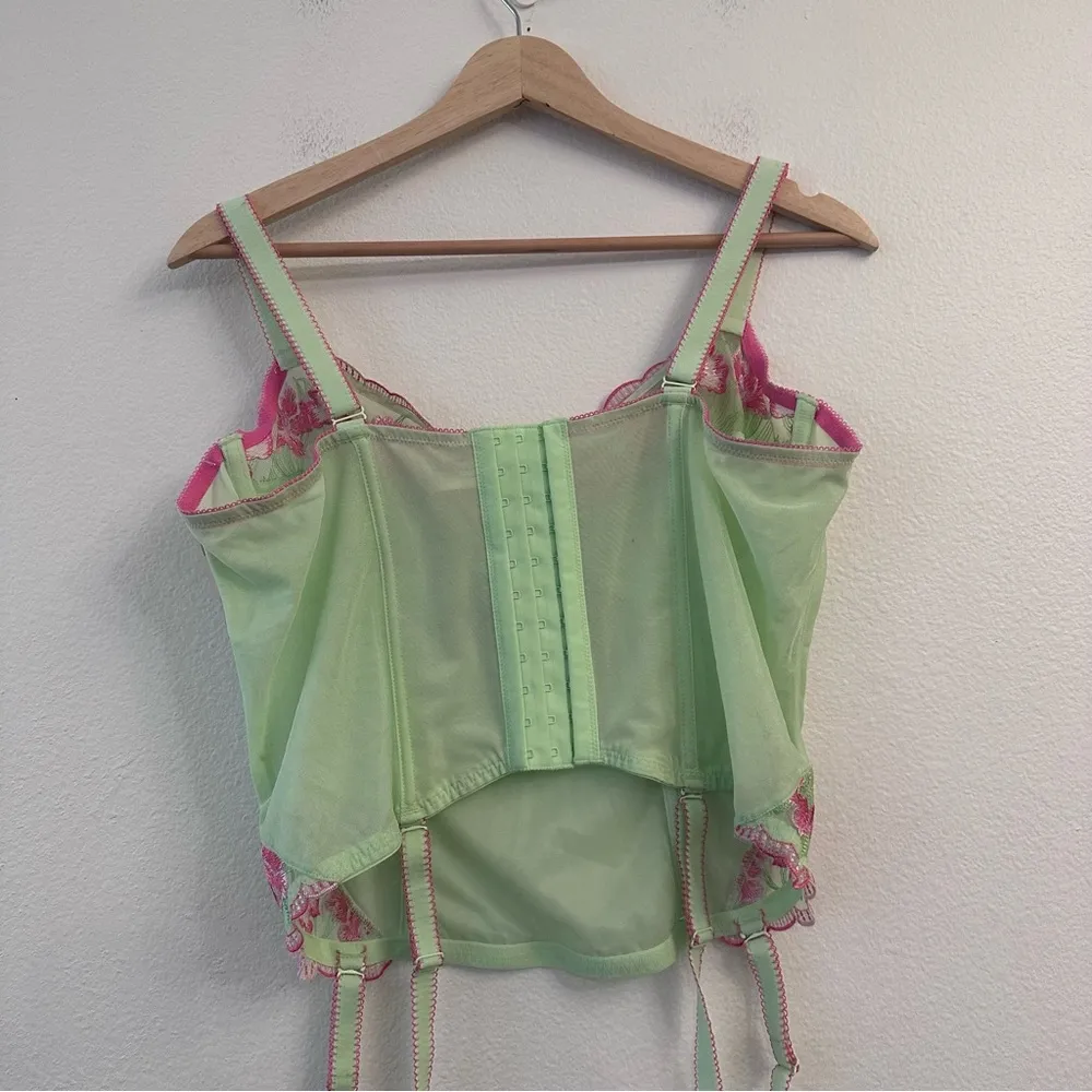 Lane Bryant Cacique Green Bustier Pink Floral Size 14 / 16 - Image 6