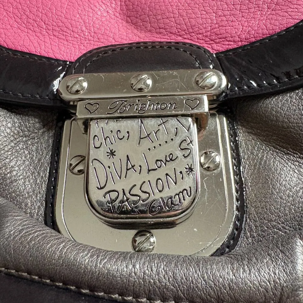 Brighton leather colorblock crossbody bag purse date night going out coquette - Image 8