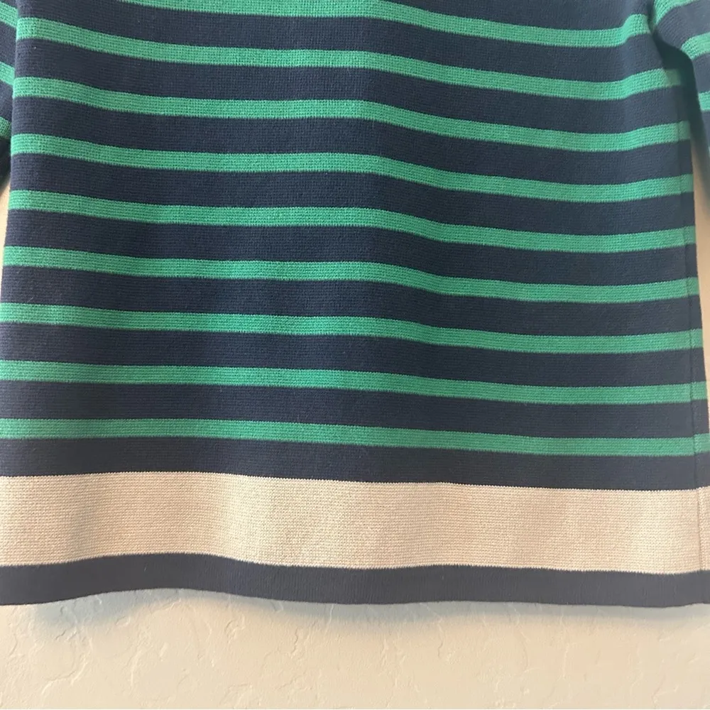 Banana Republic navy blue and green striped nautical knit blazer size small - Image 13