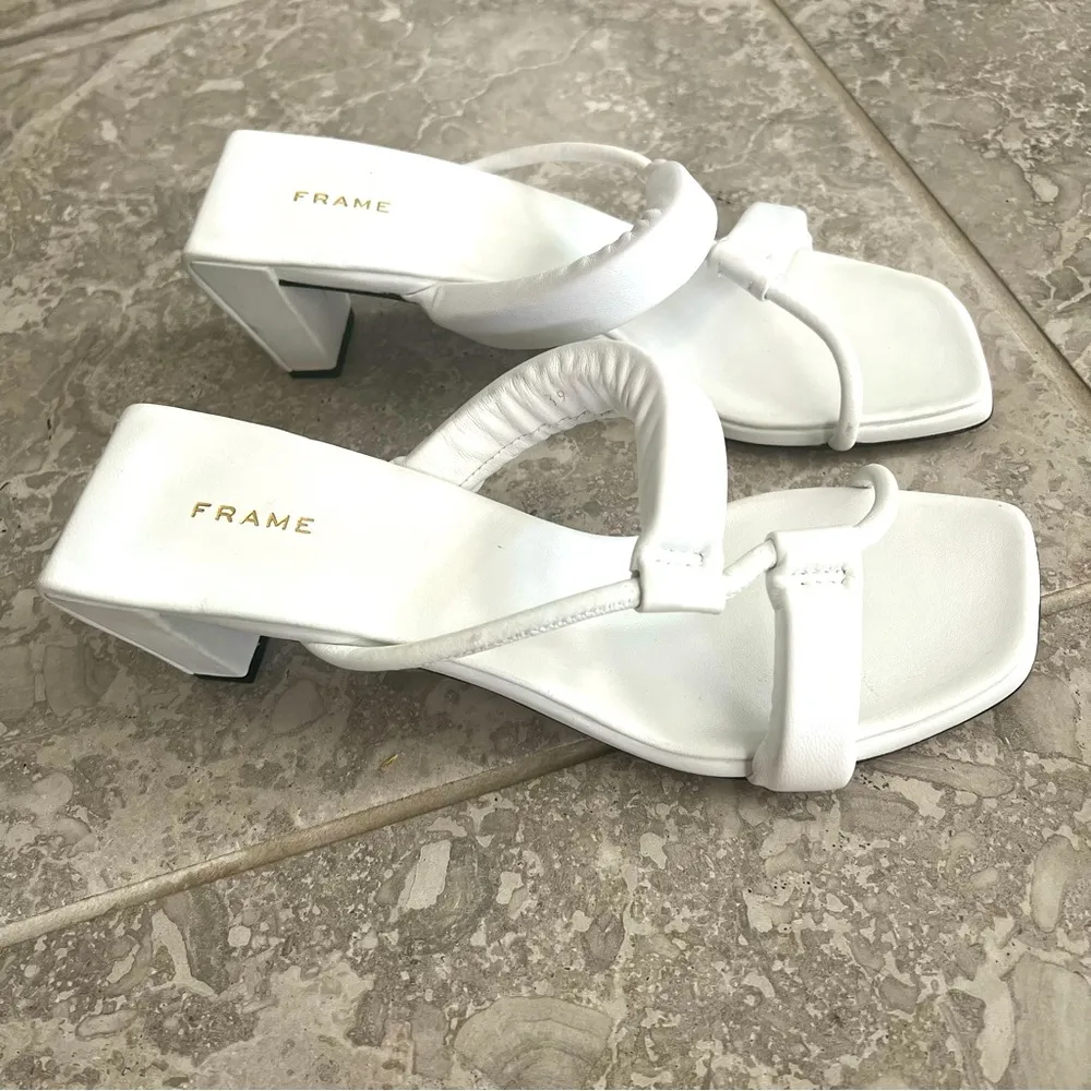 frame denim Frame White Slide Leather Sandals EU 39 NEW - Image 2