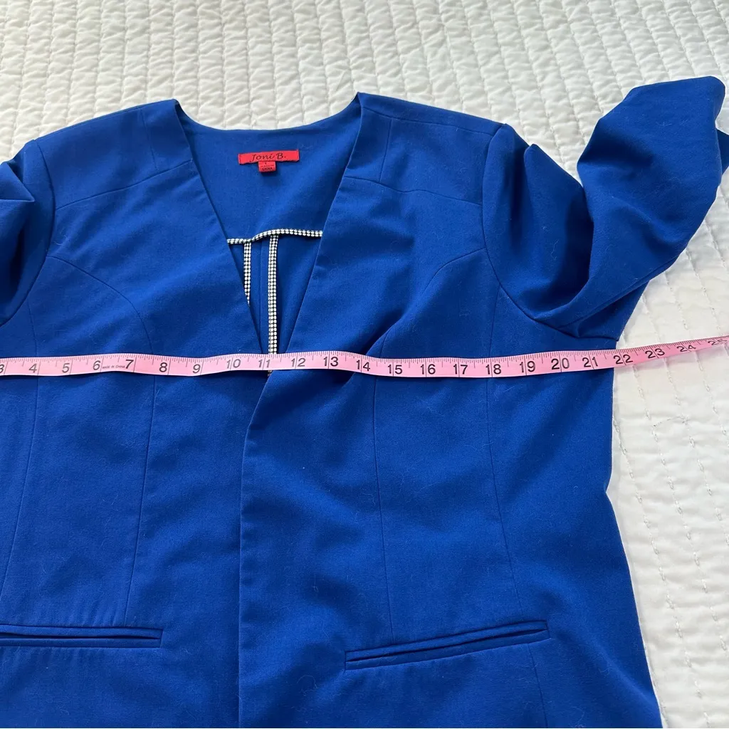 Elegant Royal Blue Women's Blazer 3/4 Sleeves with Shoulder Padding Size L - Image 4