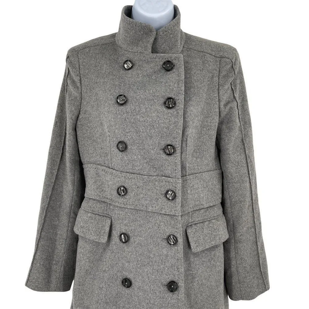 Zara Double Breasted Wool Blend High Collar Pea Coat Small - Image 26