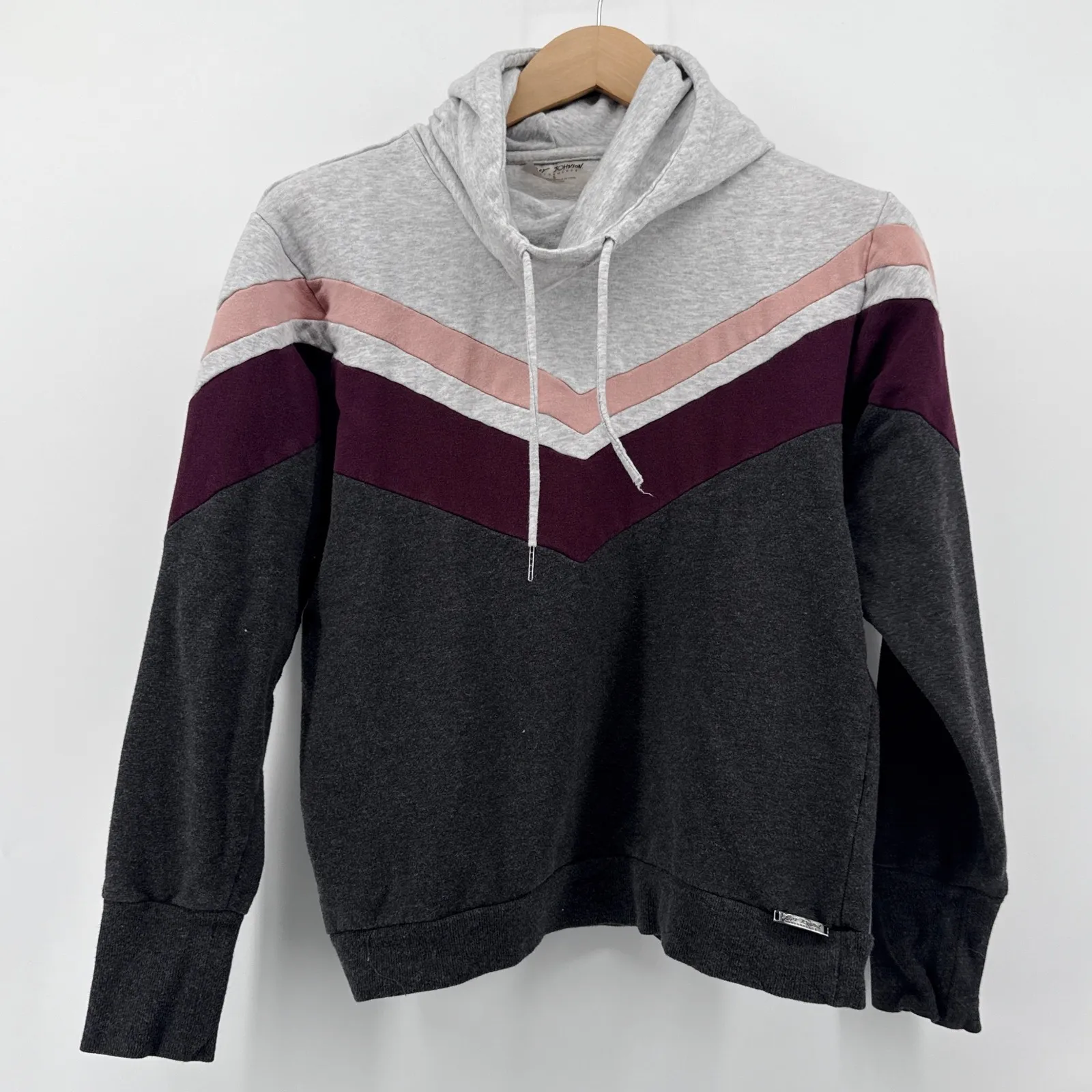 Betsey Johnson Performance Chevron Colorblock Cowl Neck Sweatshirt Women Small - Image 2