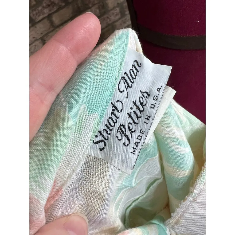 shirt dress pastel puff sleeve shoulder pads cotagecore pink green yellow Size 8 - Image 10