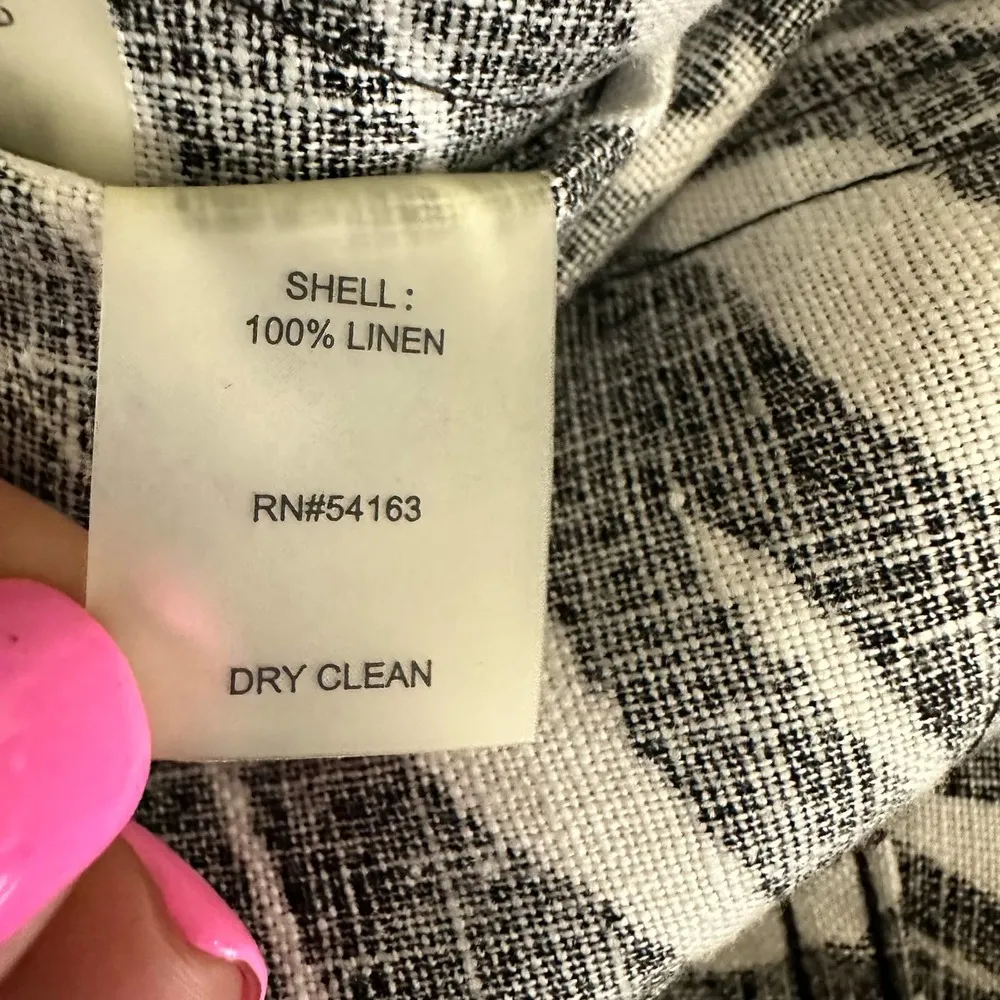 Calvin Klein Womens size XS Zebra Print 100% Linen Cropped Pants Black White NEW - Image 13