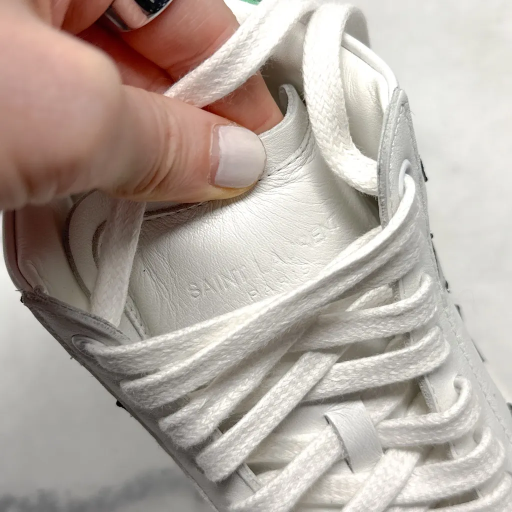 NEW Saint Laurent Star Leather Court Classic SL06 Metallic High Top Sneaker 37 - Image 7