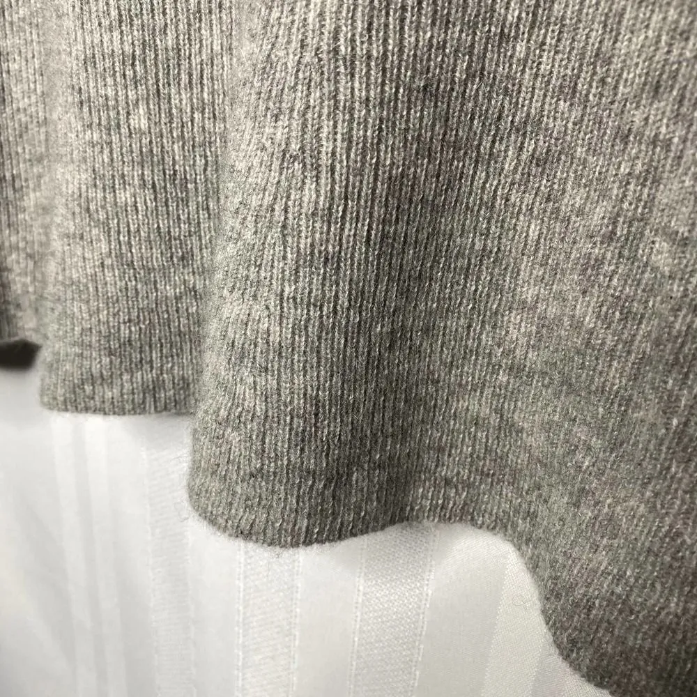 White + Warren Long Sleeve 100% Cashmere Ribbed Sweater Dress Small Light Gray - Image 6