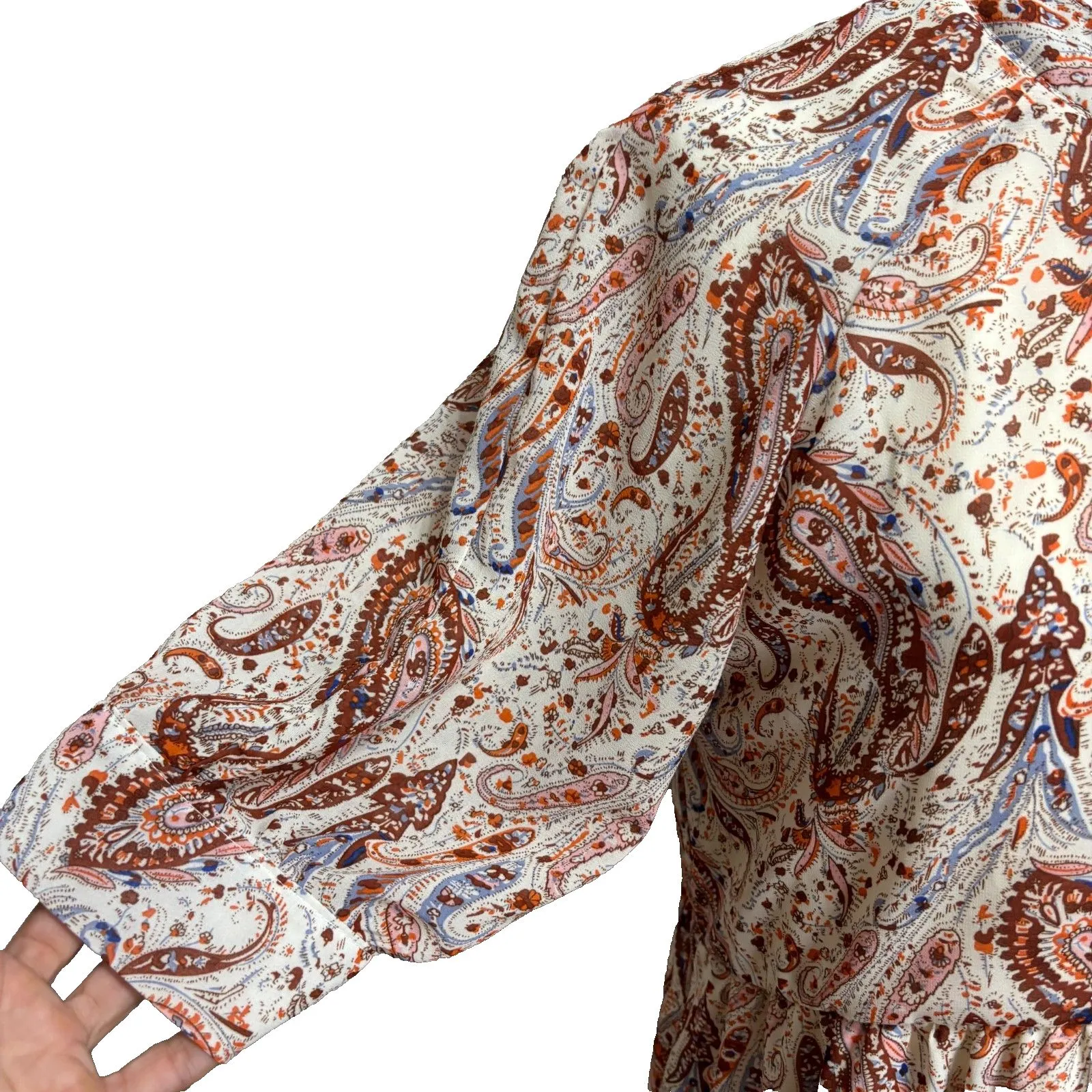 Polagram Kaftan Maxi Dress Womens M Chiffon Tiered Boho Retro Cottagecore - Image 3