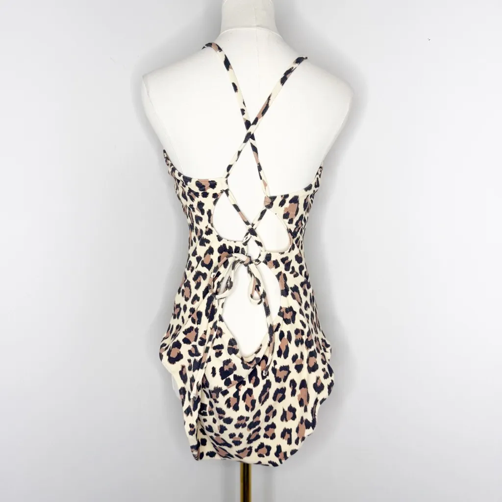 Aerie Buzzed Terry Leopard Strappy Back One Piece Swimsuit XXL NWOT - Image 3