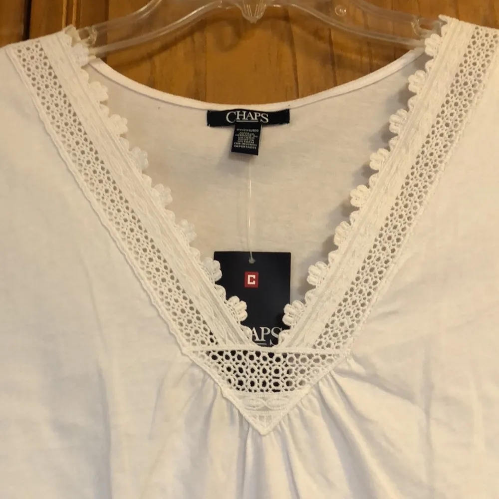 NWT Chaps White Crochet Trim Tank Top 2X - Image 2