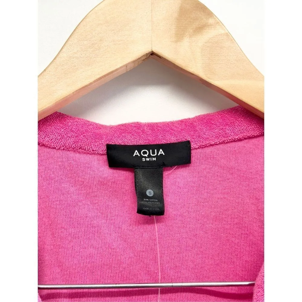 Aqua Swim Shirt Collared Pocket Terrycloth Crop Top Barbie Pink Size Small NEW - Image 5