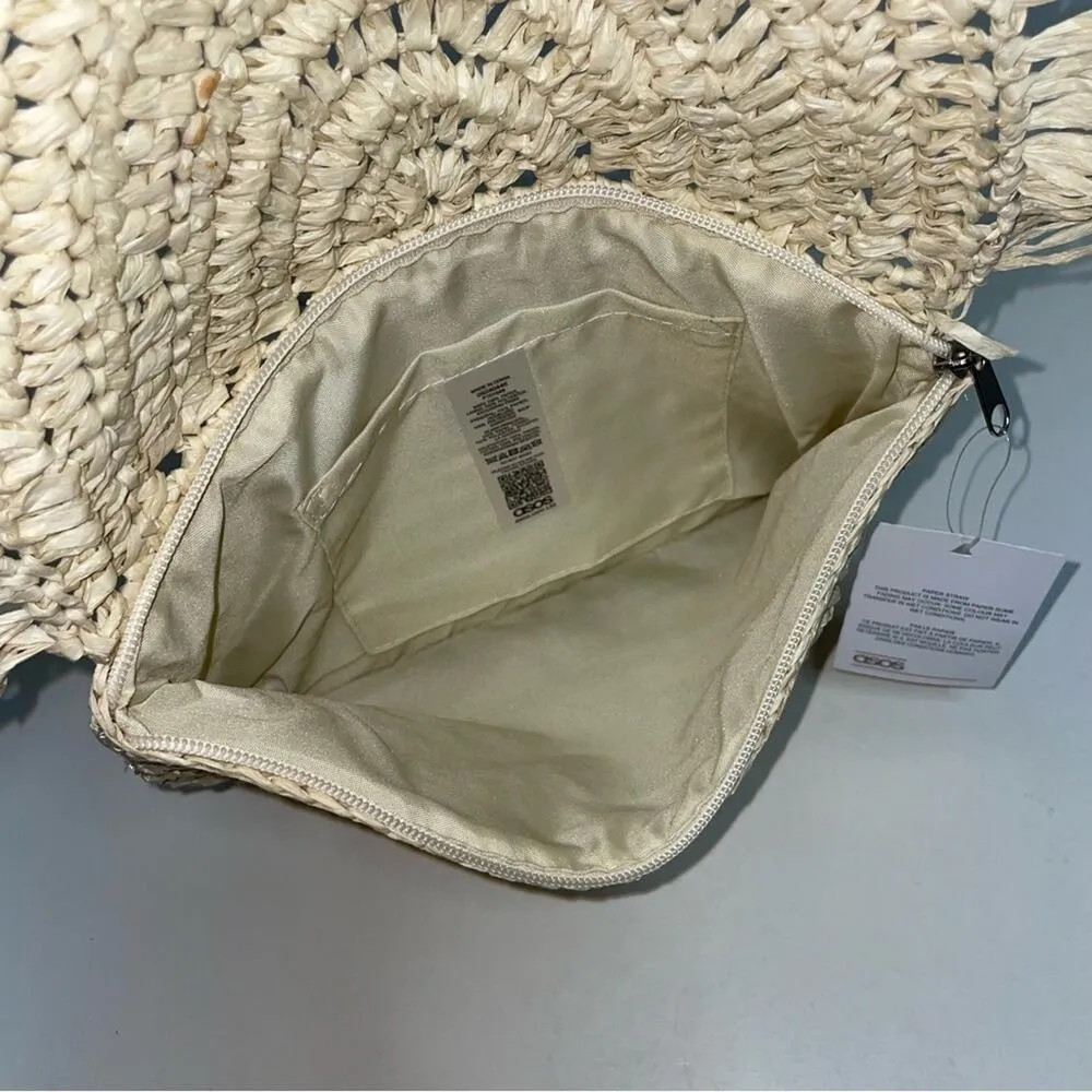 NEW ASOS Womens Straw Fold-Over Clutch - Image 3