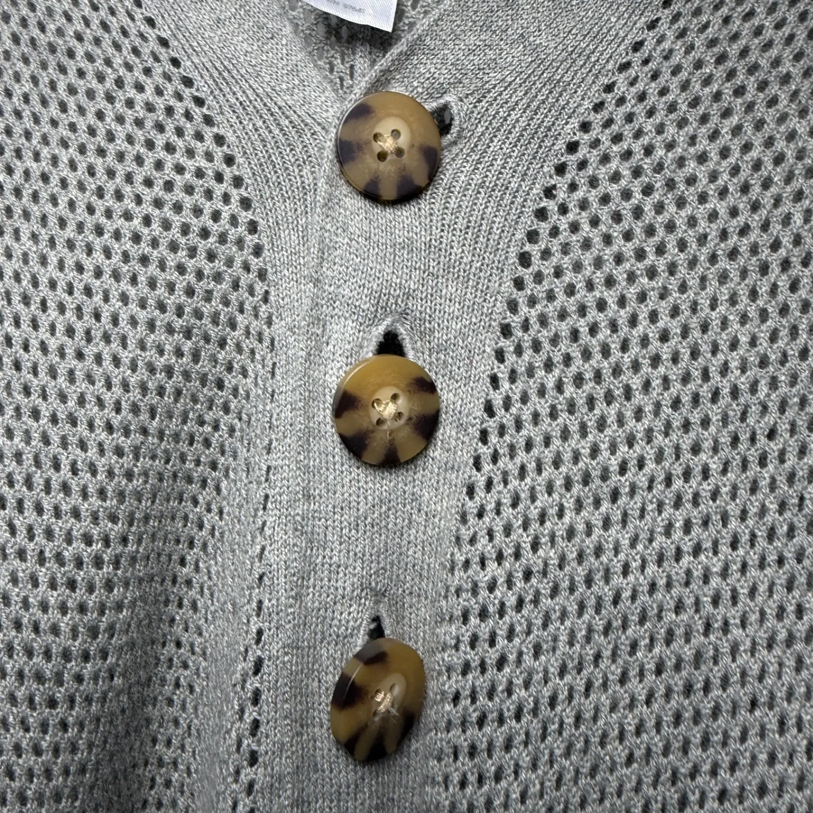 J.Jill Open Knit Poncho Cardigan Womens S/L Gray V-Neck Button Front Minimalist - Image 5