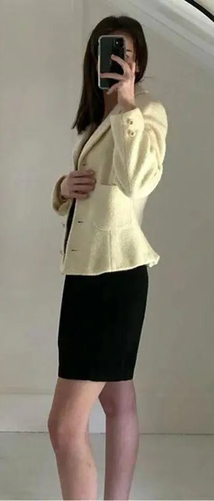 Vintage 90s Wool Knit Jacket Cream/Ivory - Image 5