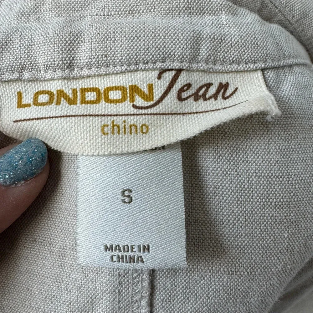 Londonjean Chino Short Sleeve Button Up Top Jacket Linen Cotton‎ Khaki Belted Sm Tan - Image 6