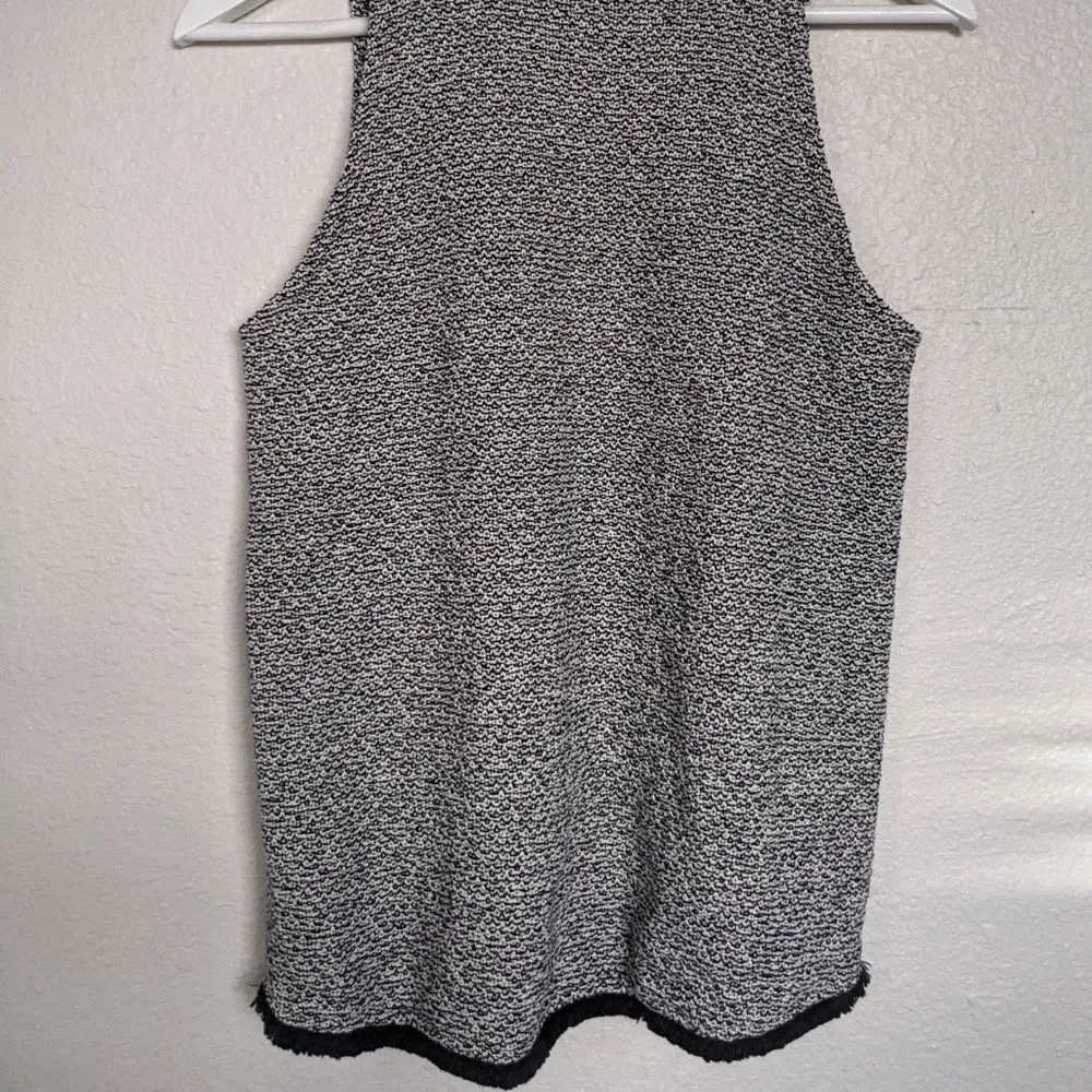Madewell Tweed Nubby Knit‎ Fringe Sleeveless Top Womens Size XS Textured Black - Image 3