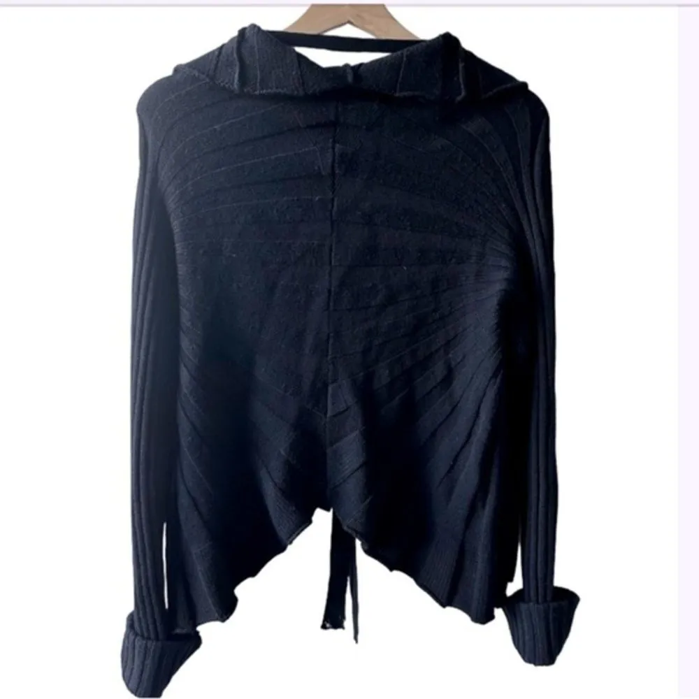 Valentino Black cardigan Size 10 Wool Sweater open front Roma designer women's - Image 2