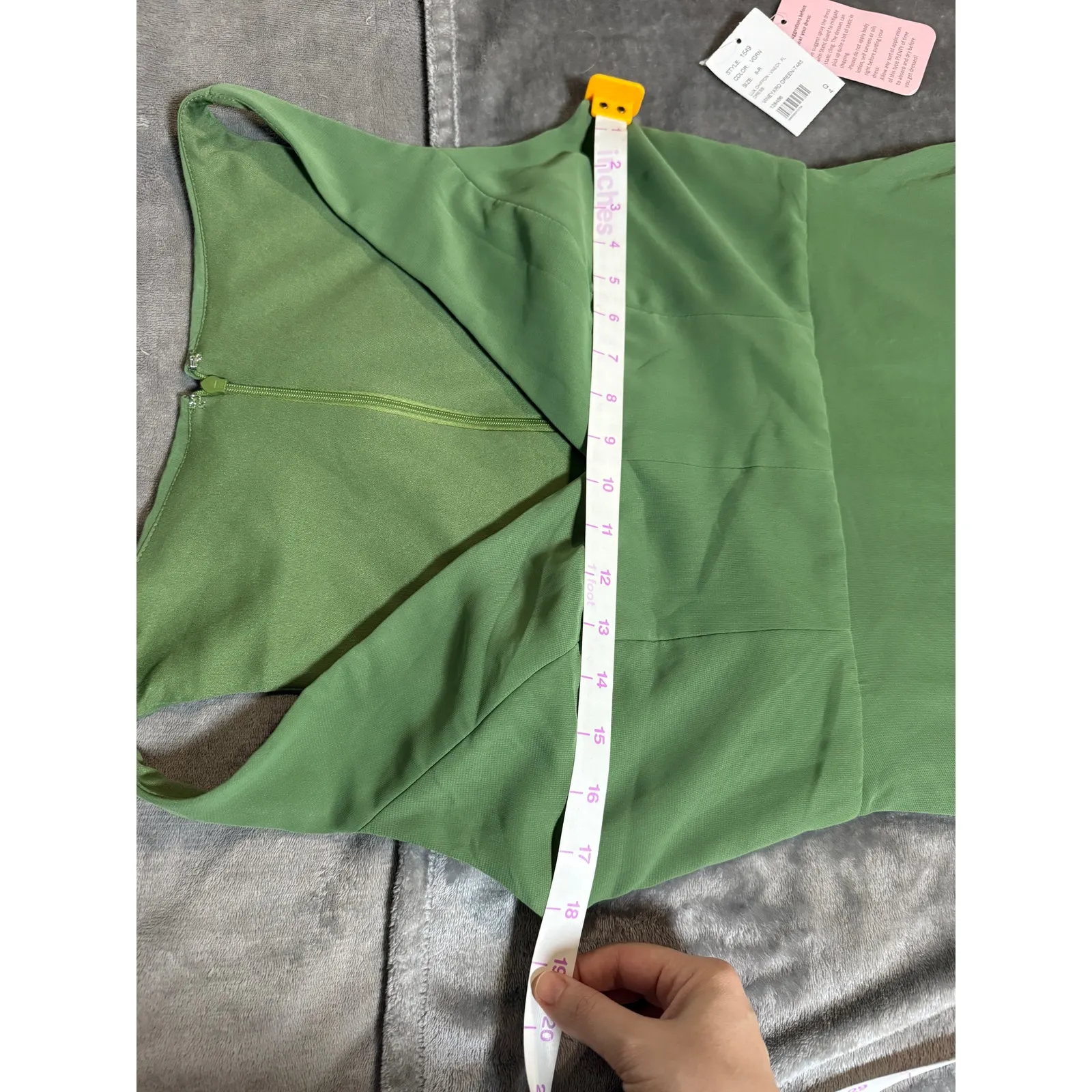 NWT After Six Deep V-Neck‎ Chiffon Maxi Dress Vineyard Green Size 8 R FLAW - Image 12