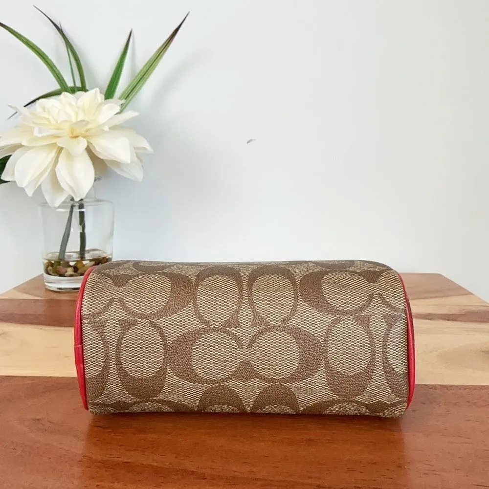 NWT Coach Dome Cosmetic Case In Signature Canvas‎ With Wild Strawberry - Image 5