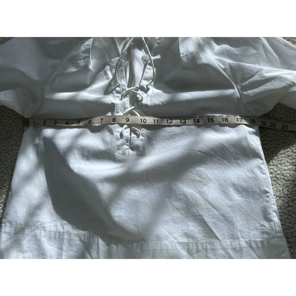 Madewell $98 Womens Short Sleeve Poplin Lace Up Top in White Size XXS #NW070 - Image 10