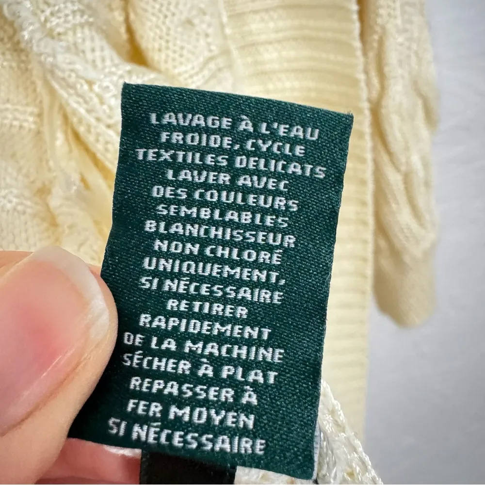 Lauren Ralph Lauren Cream Cable Knit Cardigan Sweater Womens M Duster Preppy Size M - Image 5