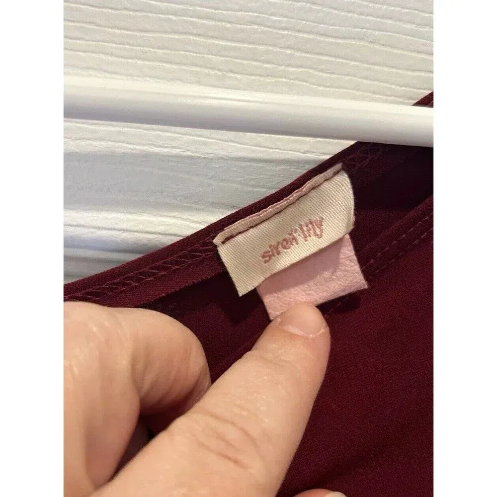 90s Y2K Vintage Siren Lily Whimsigoth V Neck Top Size L‎ Red Maroon Metal Fairy - Image 3