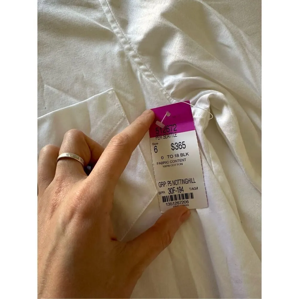 NWT Per Se White Button Up Cotton Shirt Size 6 - Image 4