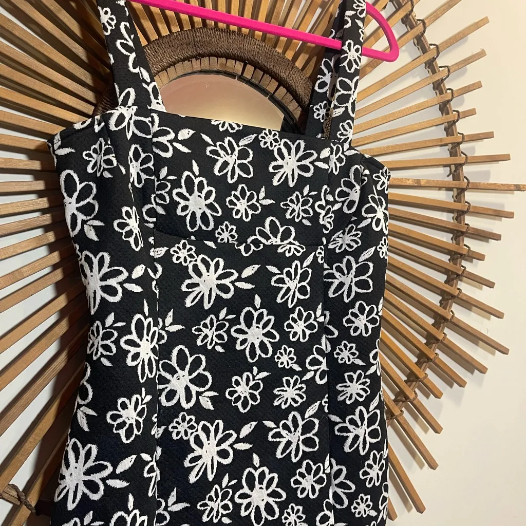 Forever 21 Black Daisy Print Mini Dress Bidy Con 90’s Floral Retro 🖤🌼☯️ - Image 7