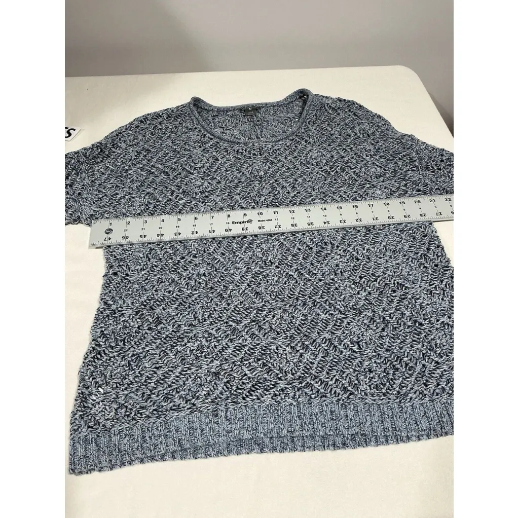 Woman’s Eddie Bauer Crochet Sweater Blue Large Pullover Long Sleeve - Image 6