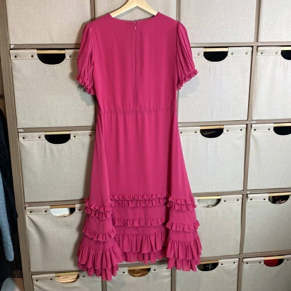 Rachel Parcell autumn fuschia ruffle dress - Image 8