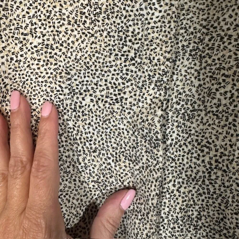 H by Halston Cream Speckled Short Sleeve Collared Button Down Blouse Women Sz M - Image 7