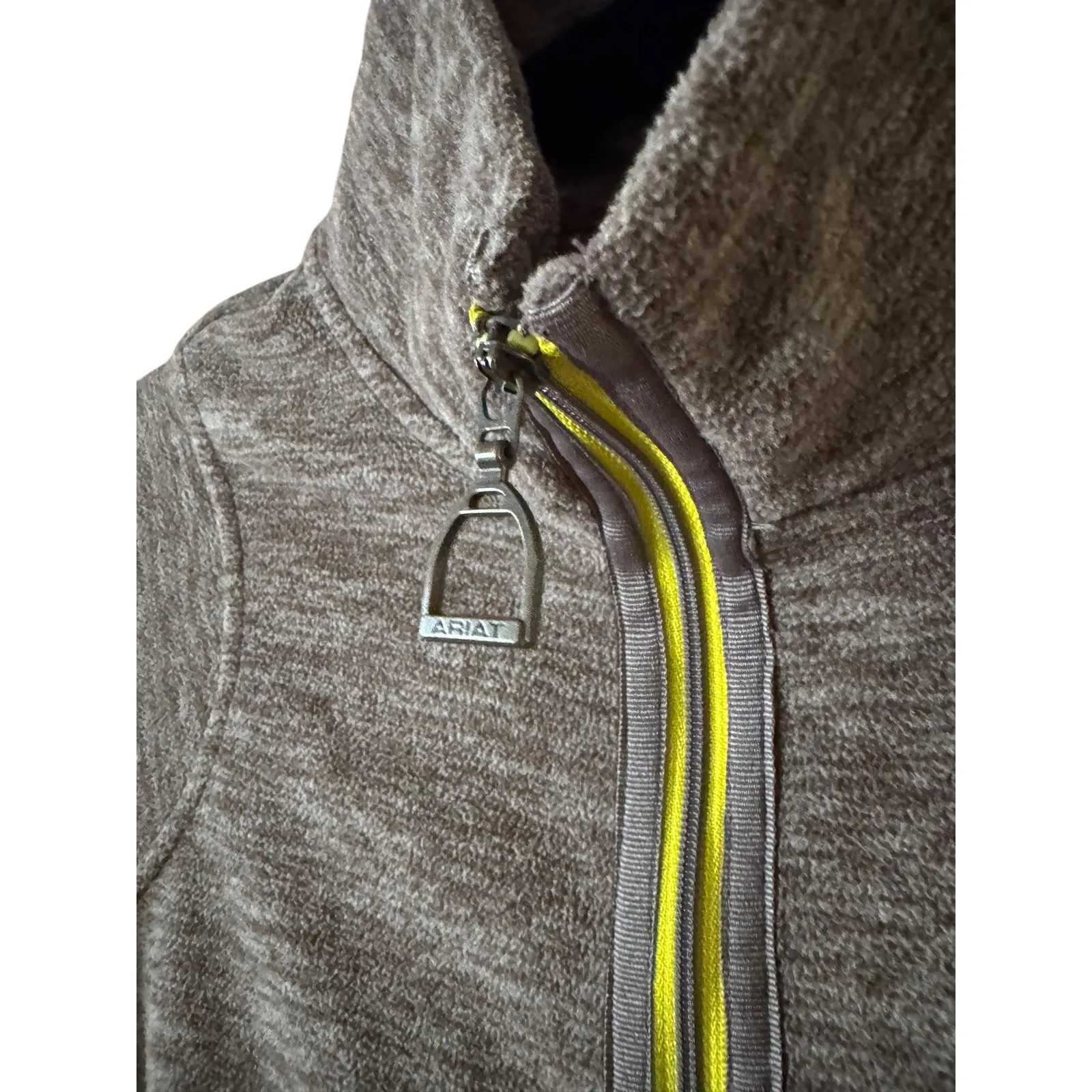 Ariat Womens Fleece Jacket Full Zip Mock Neck Gray Heathered Activewear Size M - Image 4