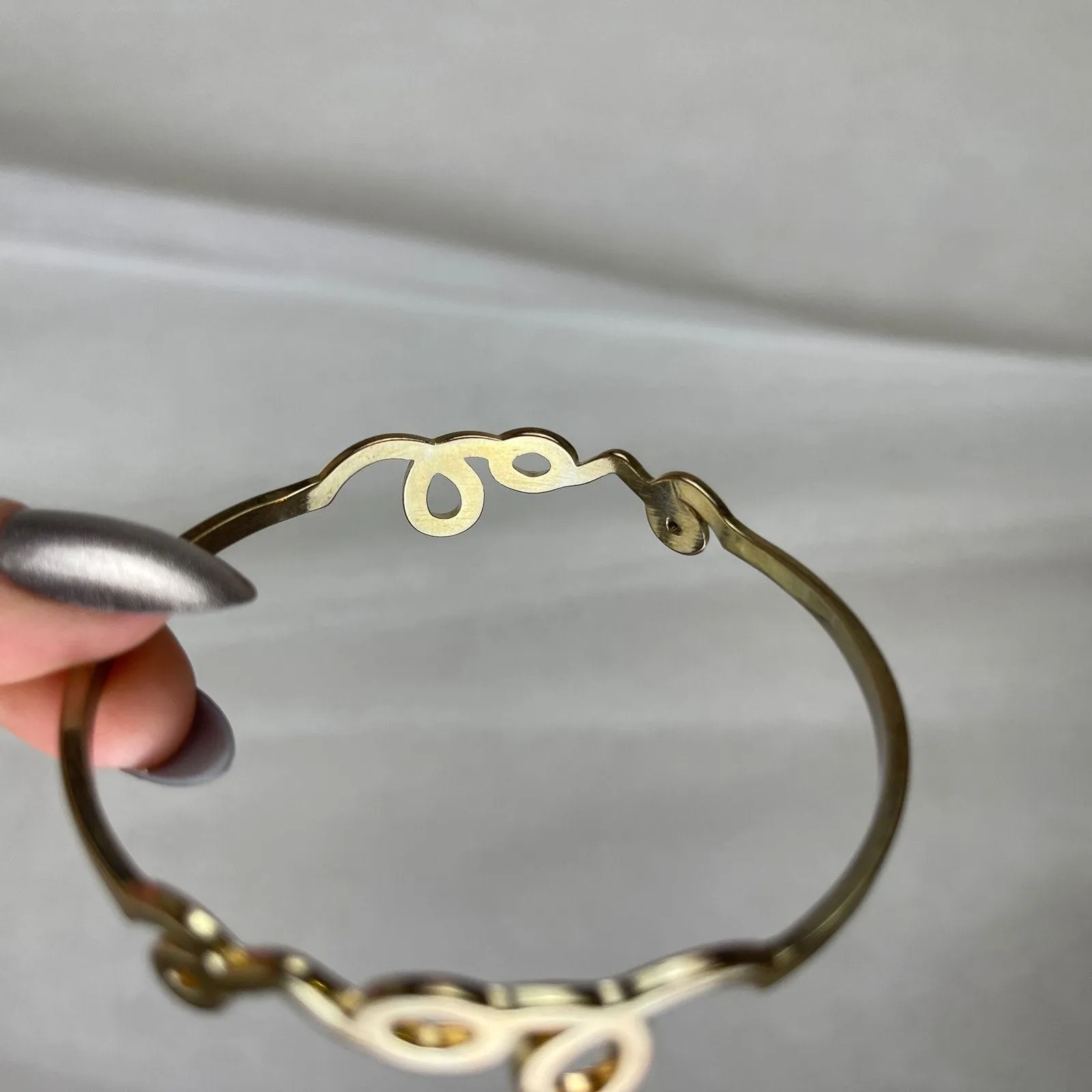 Dainty Gold Tone LOVE Cursive Bangle Bracelet Minimalist Romantic Boho NWOT - Image 13